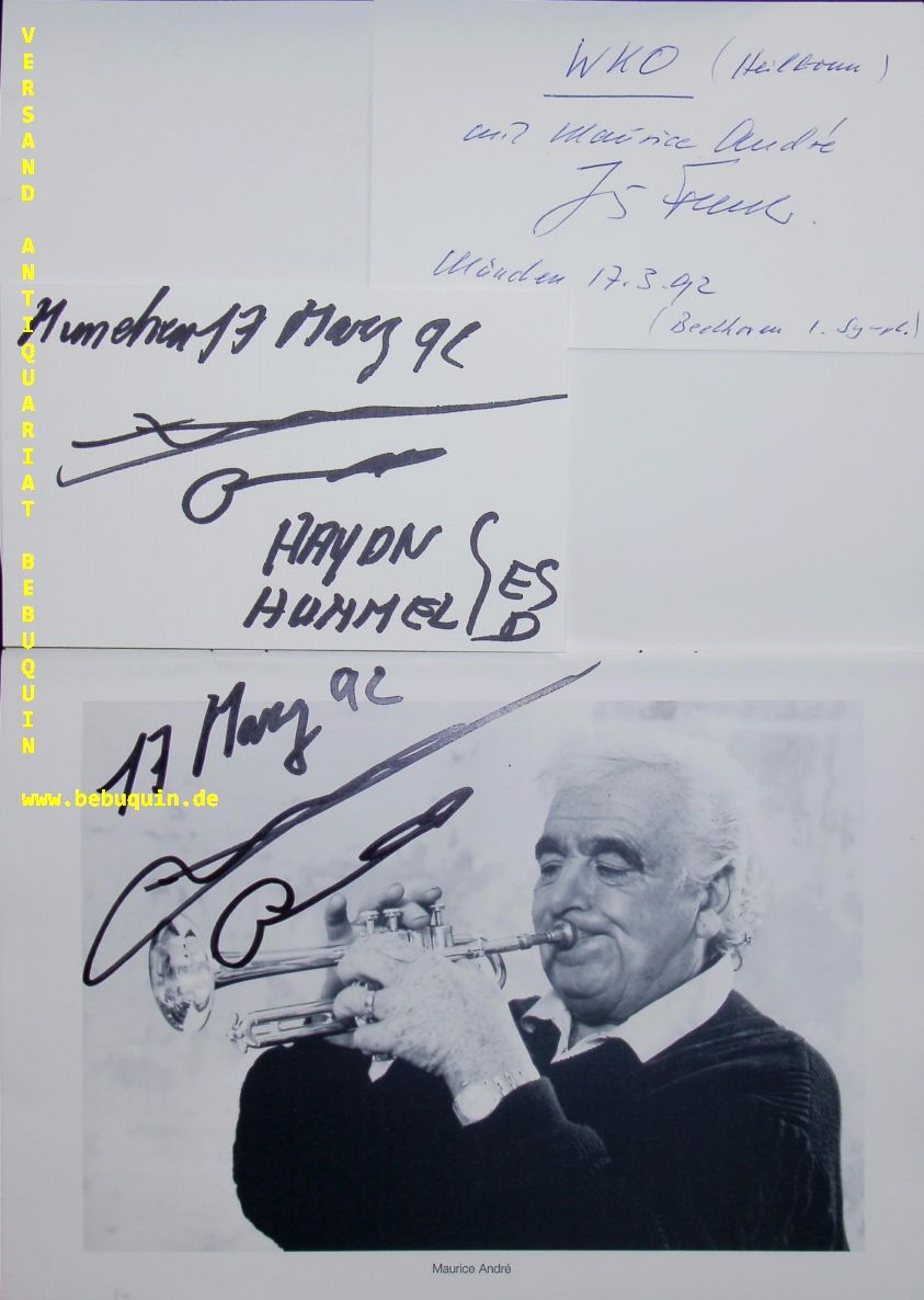 ANDRE, Maurice (Trompeter) +  FAERBER, Jrg (Dirigent): - Programmheft mit eigenhndiger Signatur von Maurice Andr ber dem Portraitfoto.