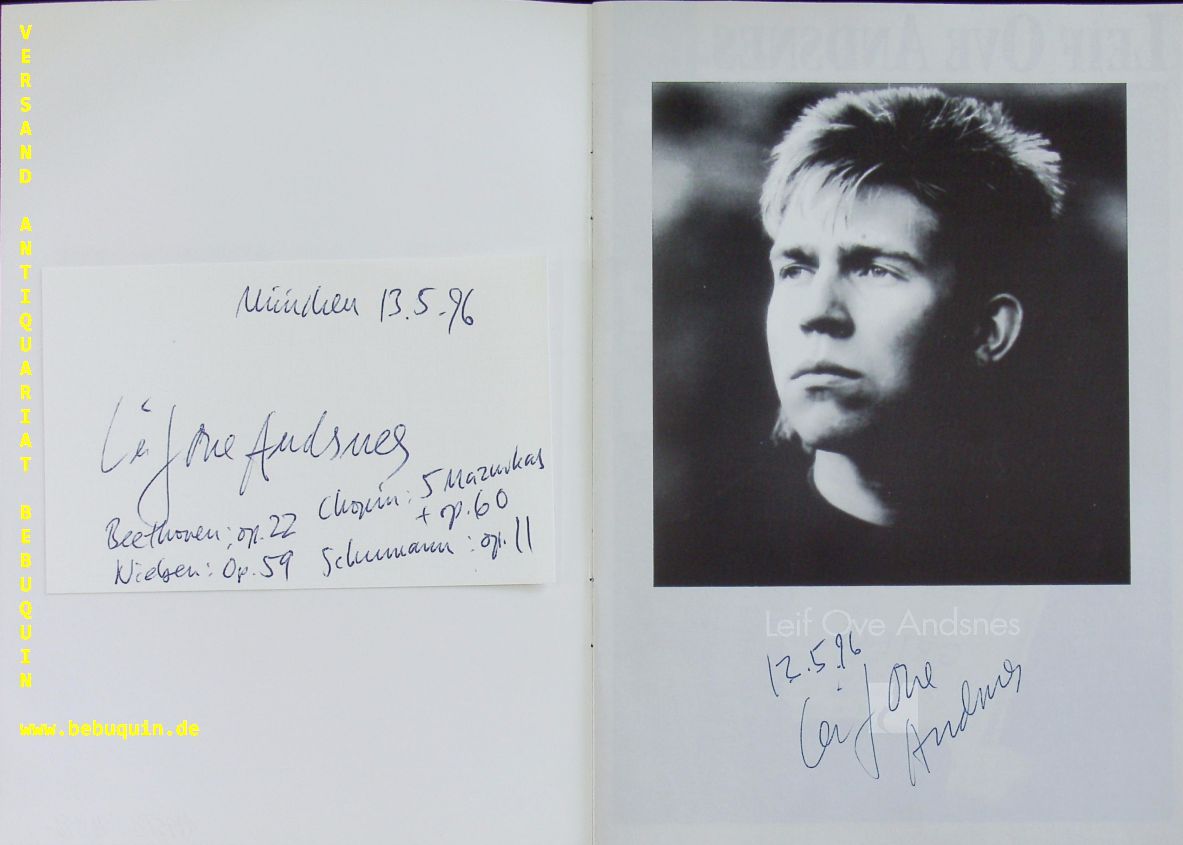 ANDSNES, Leif Ove (Pianist): - eigenhndig  signierte und datierte Autogrammkarte.
