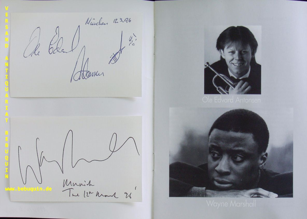 ANTONSEN, Ole Edvard (Trompeter) + MARSHALL, Wayne (Pianist): - 2 eigenhndig signierte und datierte Autogrammkarten.