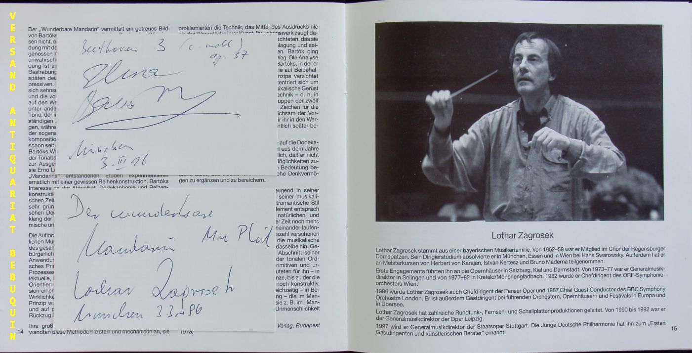 BASHKIROWA, Elena (Pianistin) + ZAGROSEK, Lothar (Dirigent): - 2 eigenhndig datierte und signierte Autogrammkarten.