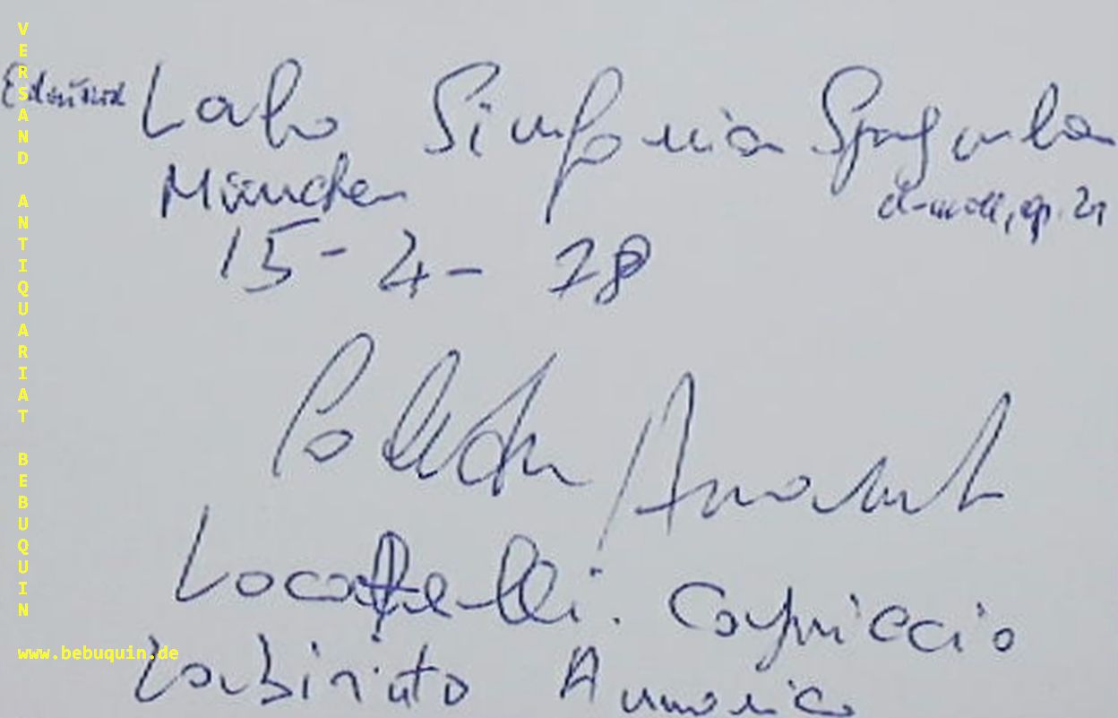 ACCARDO, Salvatore (Violinist, Dirigent): - eigenhndig signierte und datierte Autogrammkarte mit lngerem italienischen Text
