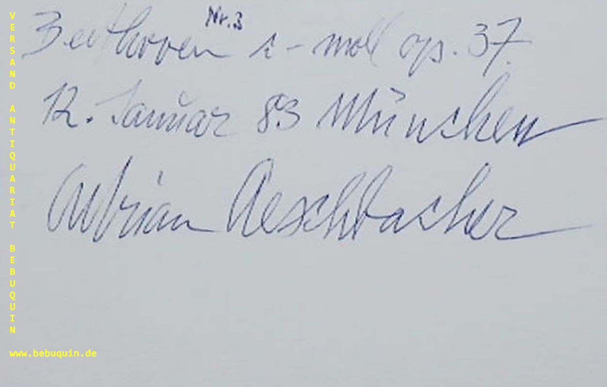 AESCHBACHER, Adrian (Pianist): - eigenhndig signierte und datierte Autogrammkarte.