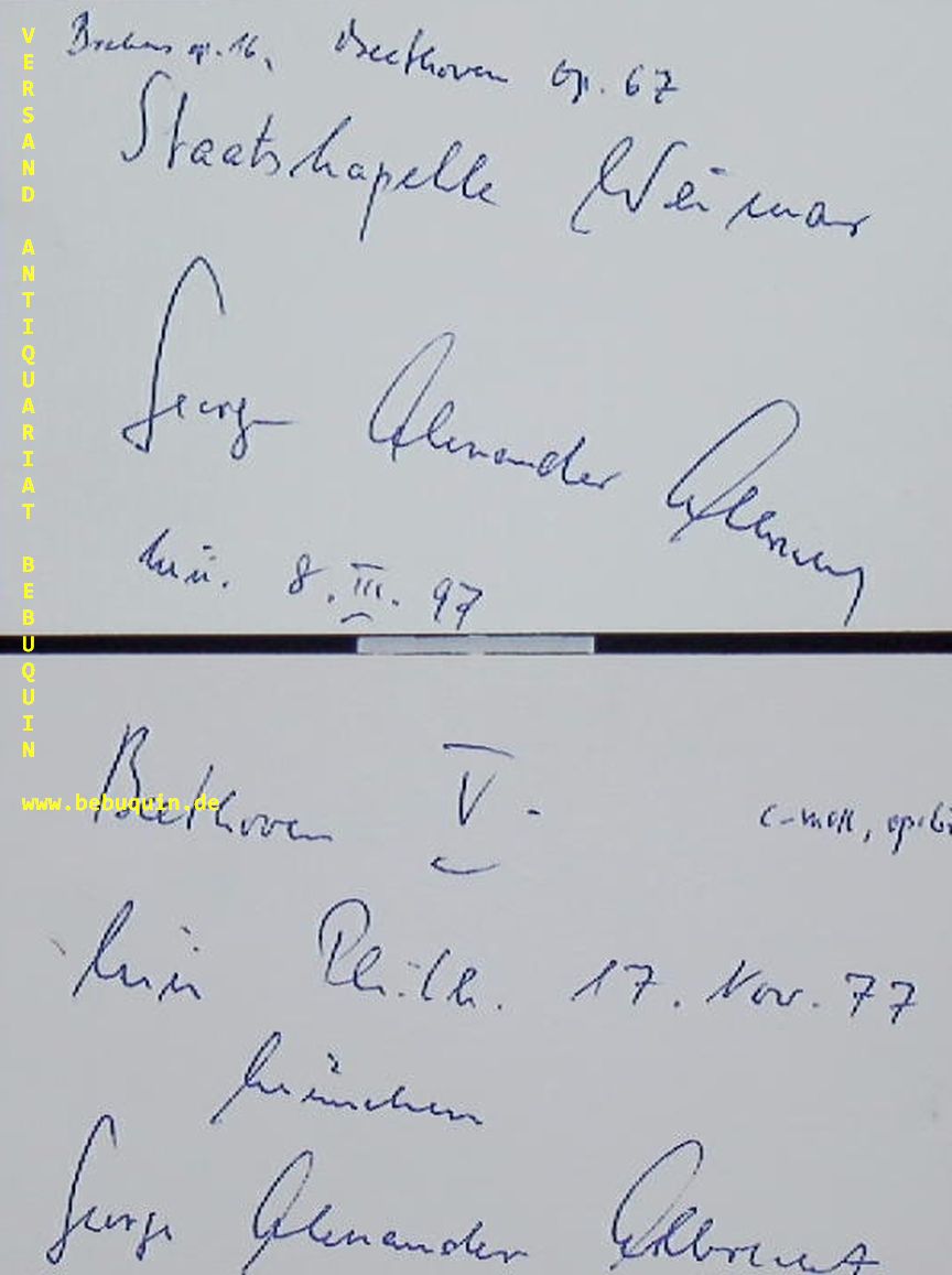 ALBRECHT, George Alexander (Dirigent): - 2 eigenhndig  signierte und datierte Autogrammkarte.