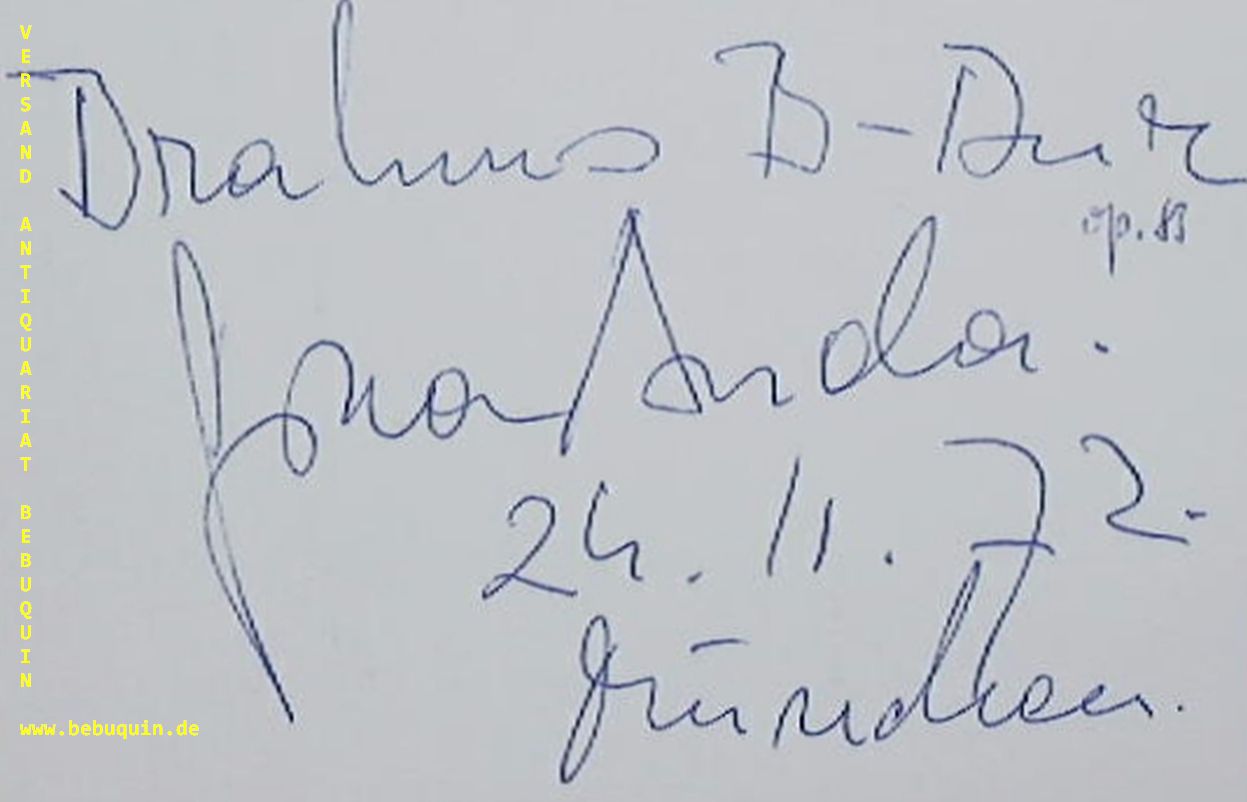 ANDA, Geza (Pianist): - eigenhndig  signierte und datierte Autogrammkarte. 