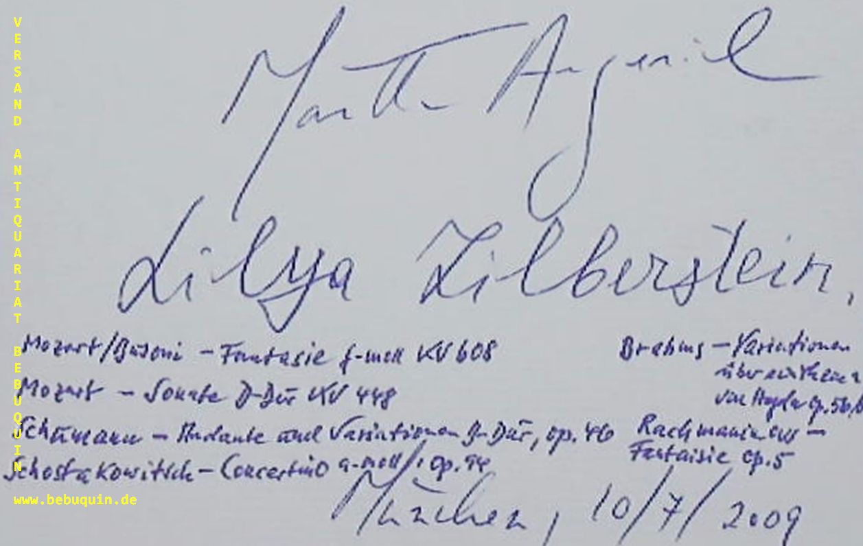 ARGERICH, Martha (Pianistin) + ZILBERSTEIN, Lilya (Pianistin): - eigenhndig von beiden signierte und datierte Autogrammkarte.