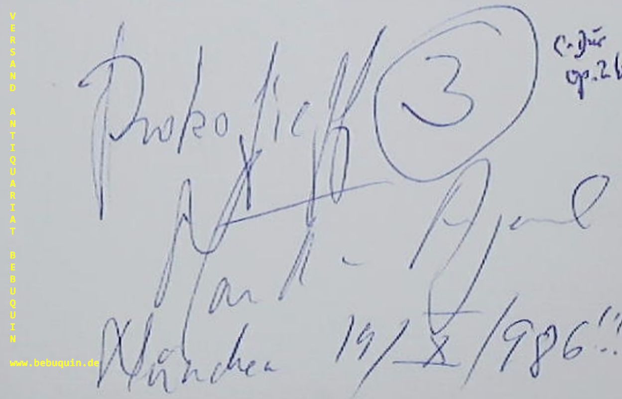 ARGERICH, Martha (Pianistin): - eigenhndig signierte und datierte Autogrammkarte. Prokofieff 3.