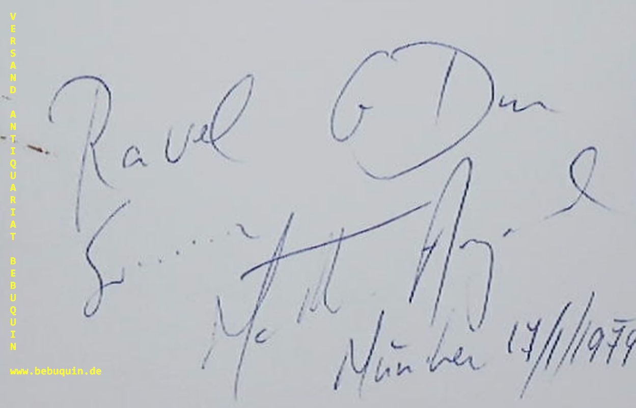 ARGERICH, Martha (Pianistin): - eigenhndig signierte und datierte Autogrammkarte. Ravel G Dur.