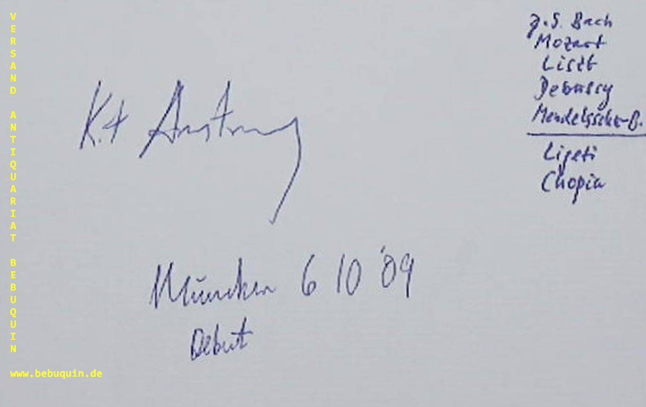 ARMSTRONG, Kit (Pianist): - eigenhndig signierte und datierte Autogrammkarte.