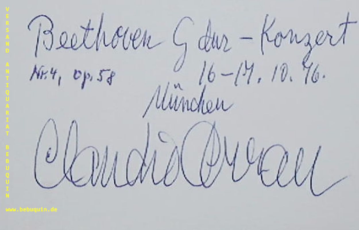 ARRAU, Claudio (Pianist): - eigenhndig signierte und datierte Autogrammkarte: Beethoven G dur - Konzert.