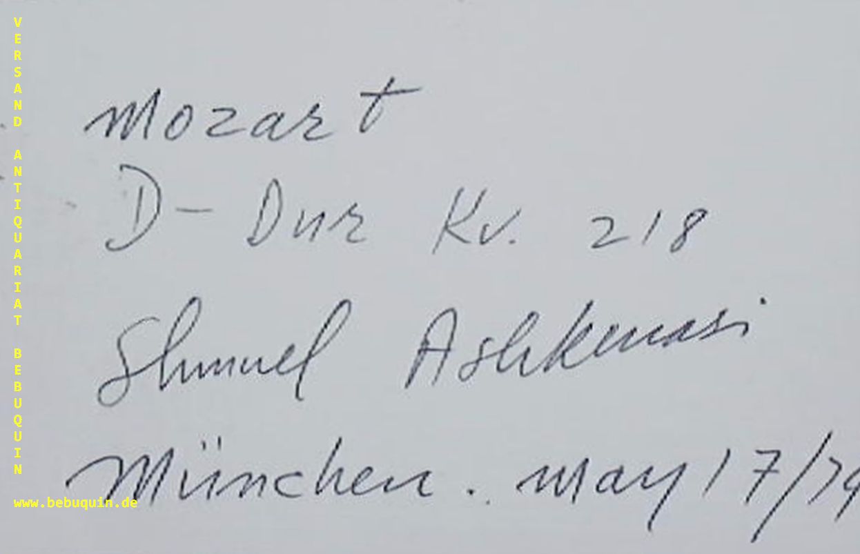 ASHKENAZI, Shmuel (Violonist): - eigenhndig mit komplettem Vornamen signierte und datierte Autogrammkarte. Mozart D-Dur KV 218.