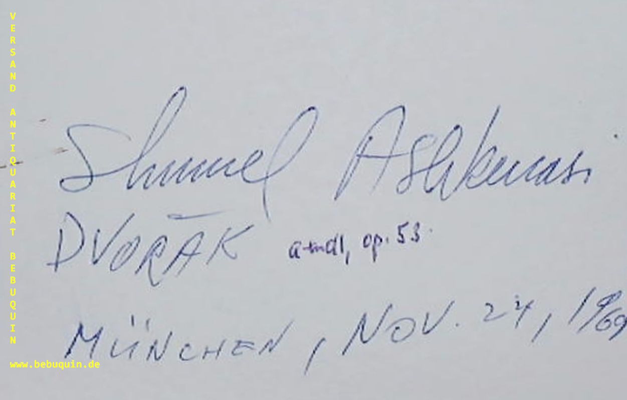 ASHKENAZI, Shmuel (Violinist): - eigenhndig mit komplettem Vornamen signierte und datierte Autogrammkarte: Dvorak.