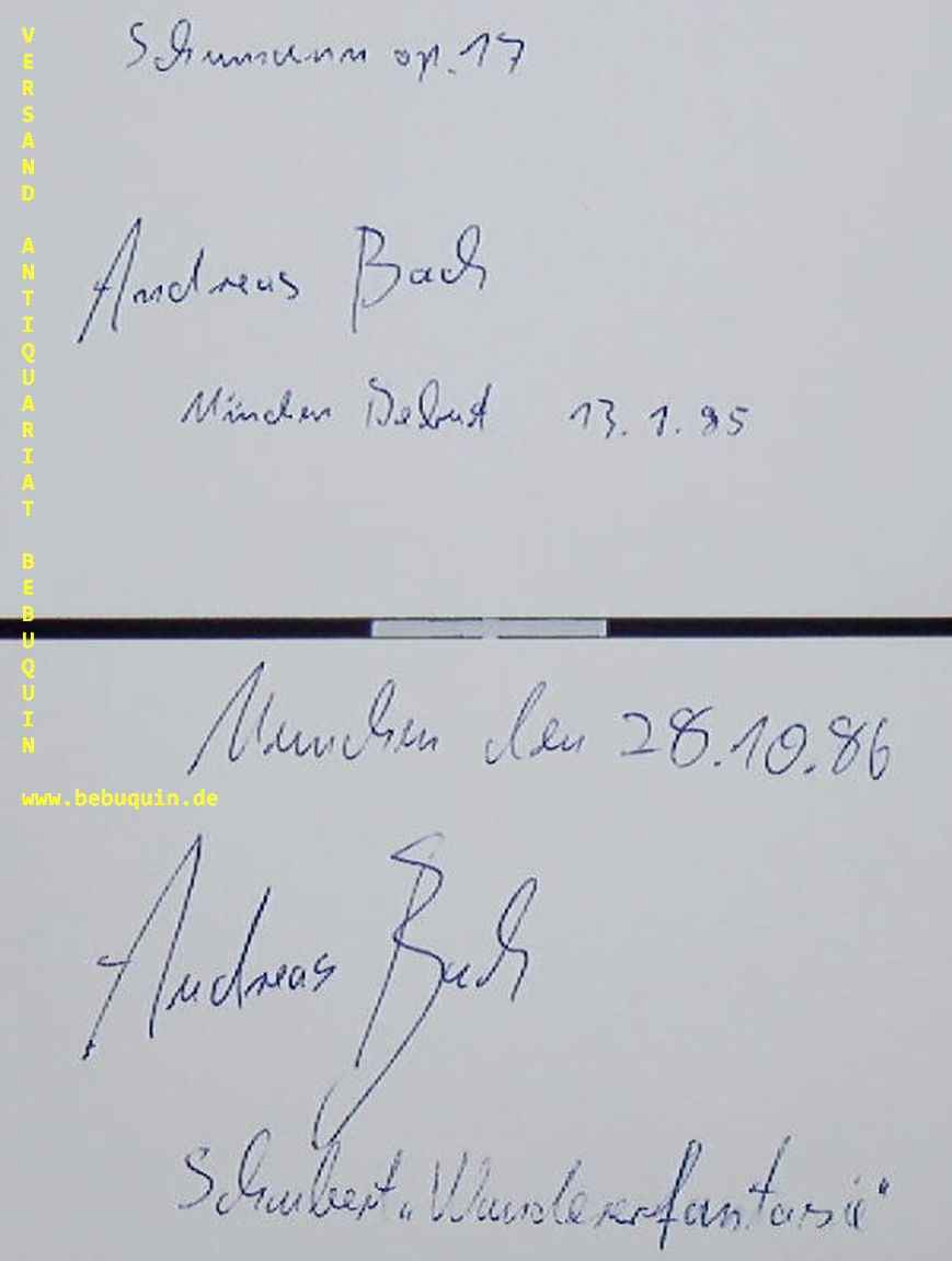 BACH, Andreas (Pianist): - 2 eigenhndig signierte und datierte Autogrammkarten.