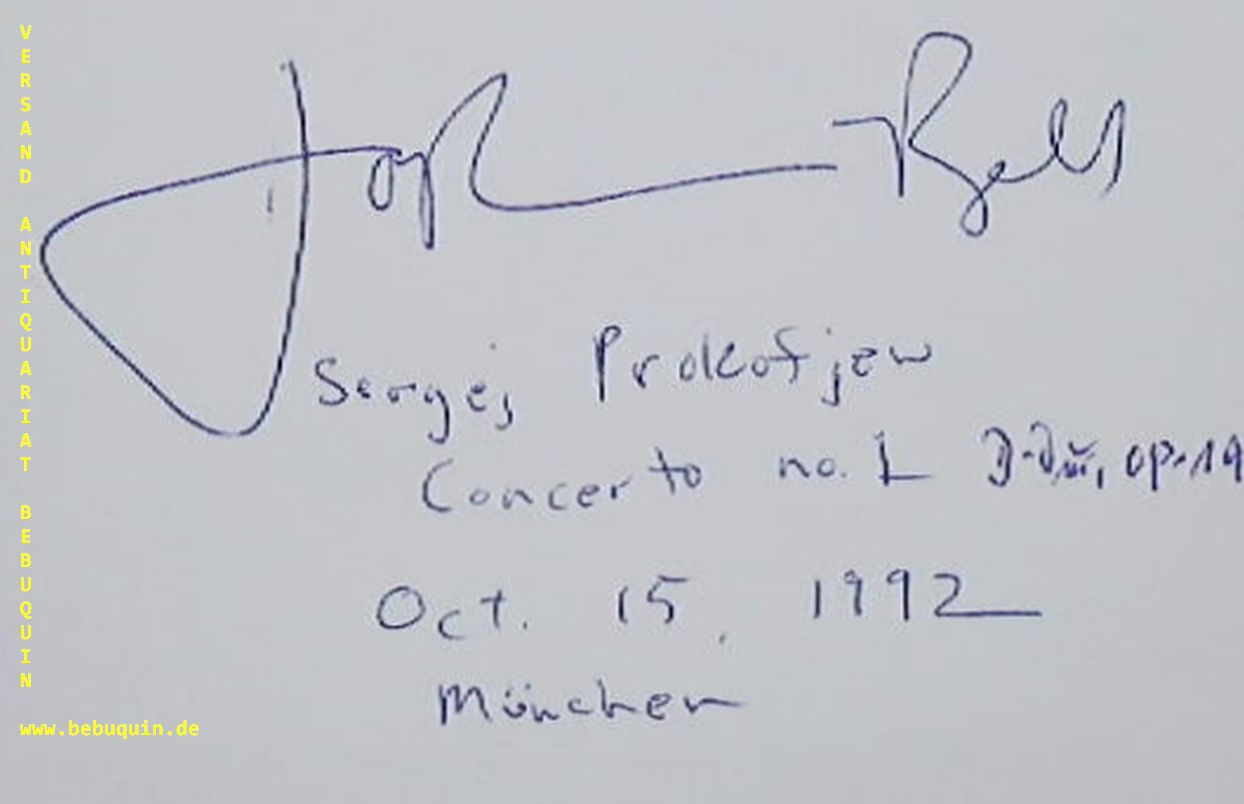 BELL, Joshua (Violinist): - eigenhndig signierte und datierte Autogrammkarte: Sergej Prokofjew Concerto.