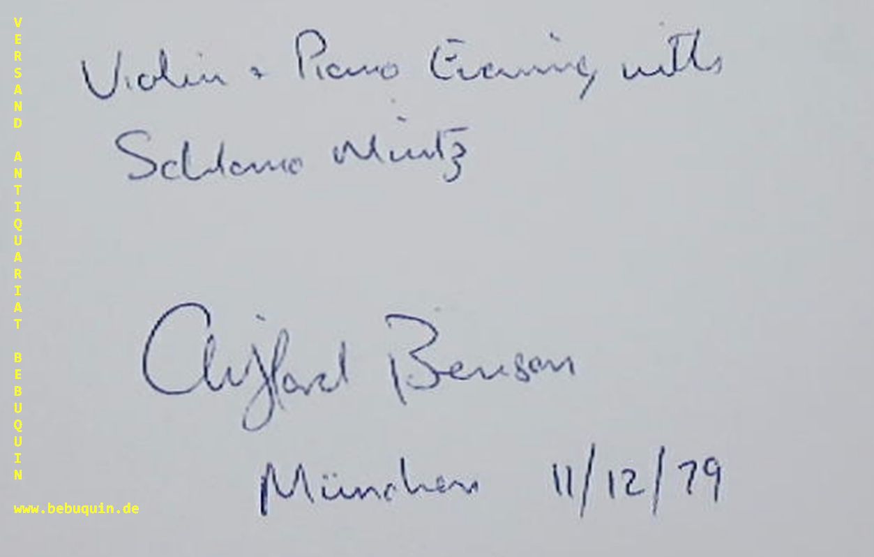BENSON, Clifford (Pianist): - eigenhndig signierte und datierte Autogrammkarte: Violin & Piano Evening with Schlomo Mintz.