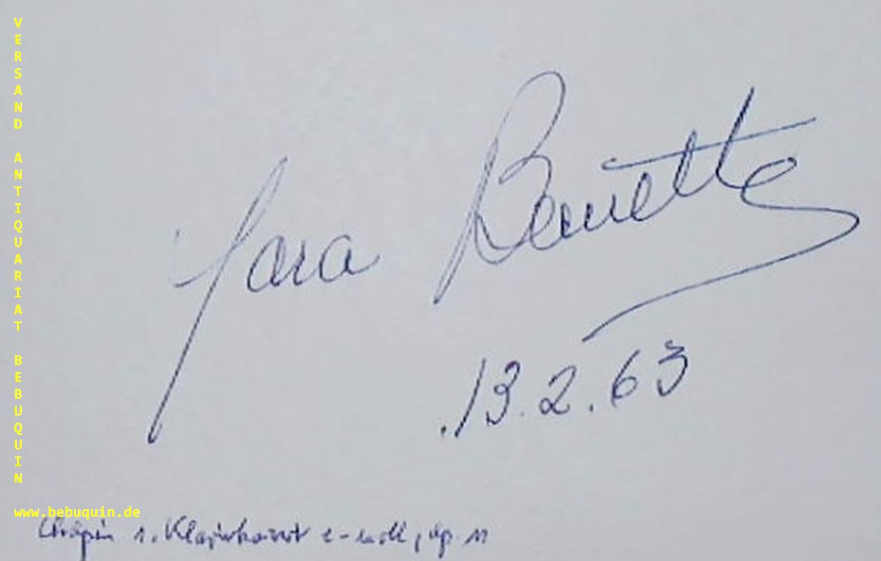 BERNETTE, Yara (Pianistin): - eigenhndig signierte und datierte Autogrammkarte (einzeln und zusammen).
