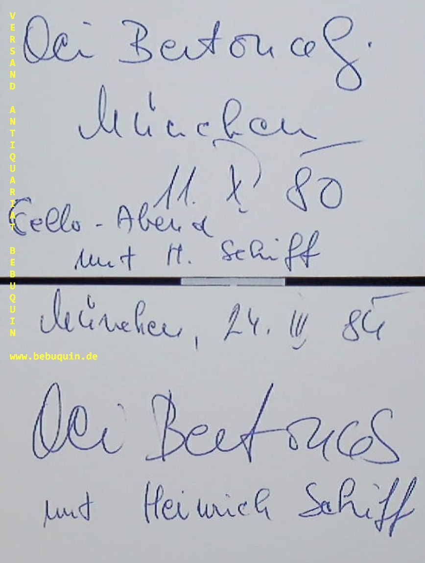 BERTONCELI, Aci (Pianist): - 2 eigenhndig signierte Autogrammkarten. Jeweils mit  H. Schiff.