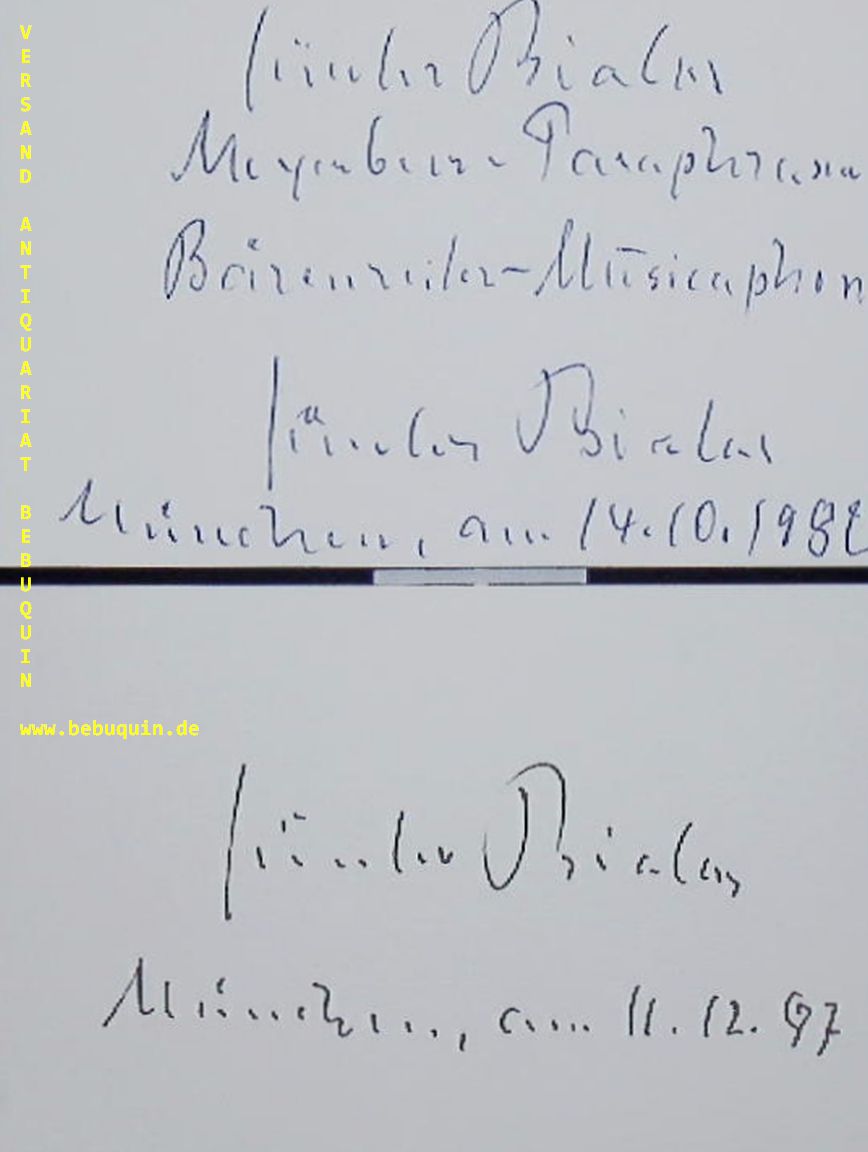 BIALAS, Gnter (Komponist): - 2 eigenhndig signierte Autogrammkarten. .