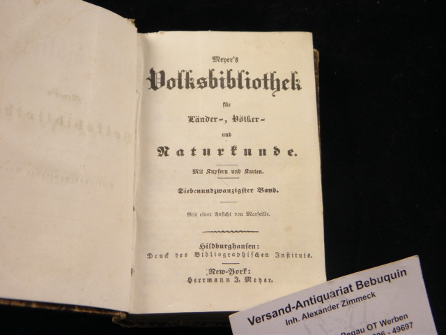  - MEYERS VOLKSBIBLIOTHEK FR LNDER-, VLKER- UND NATURKUNDE.-  27. + 28. Bd.
