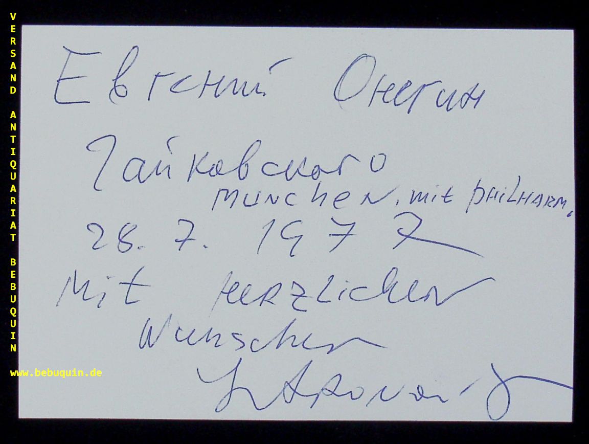 AHRONOVISCH, Yuri (Dirigent): - eigenhndig signierte und datierte Autogrammkarte 
