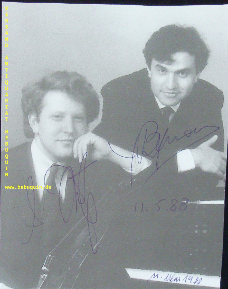 MINTZ, Shlomo (Bratschist) + BRONFMAN, Yefim (Pianist): - eigenhndig von beiden signiertes und datiertes Portrait aus Programmheft.