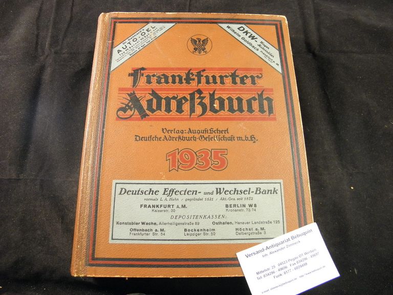 FRANKFURT.- - AMTLICHES FRANKFURTER ADRESSBUCH 1935.-
