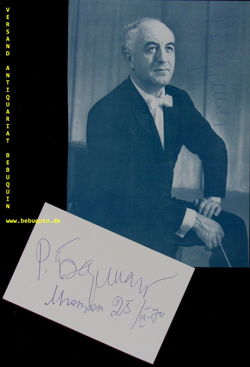 BARSCHAI, Rudolf (Dirigent): - eigenhndig signierte und datierte Autogrammkarten + eigenhndig signierte Portraitseite.