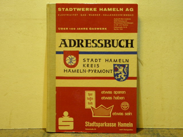 HAMELN.- - ADRESSBUCH STADT HAMELN 1965.-  Landkreis Hameln-Pyrmont einschlielich der Stadt Bodenwerder nach amtlichen Unterlagen.