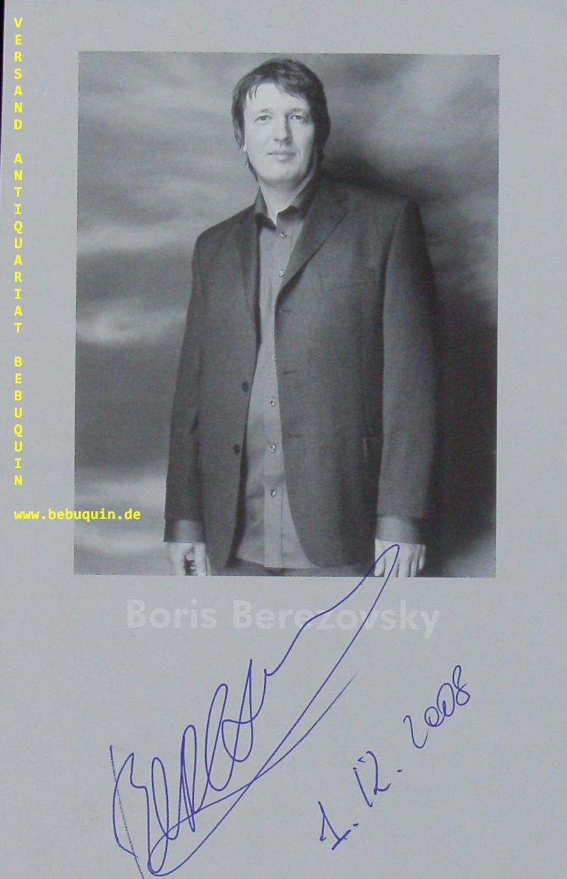 BEREZOVSKI, Boris (Pianist): - eigenhndig signierte und datierte Portraitseite.