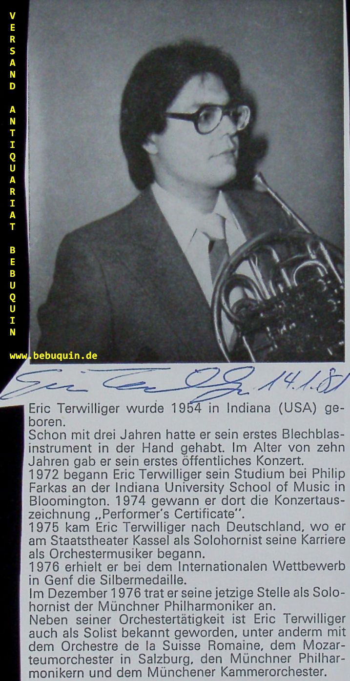 TERWILLIGER, Eric (Hornist): - eigenhndig signierte und datierte Programmseite.