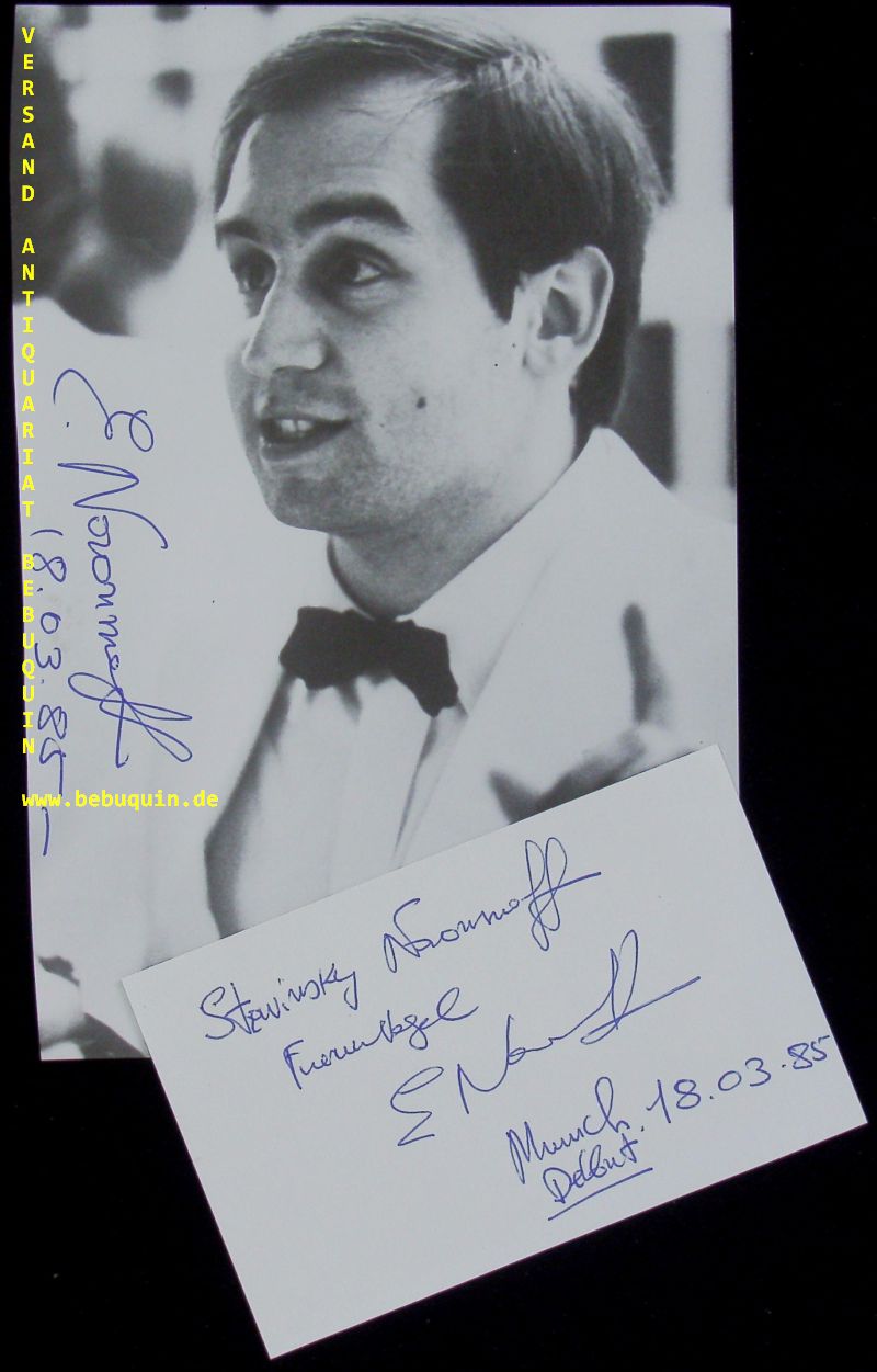 NAOUMOFF, Emile (Pianist): - eigenhndig signierte und datierte Autogrammkarte + eigenhndig signierte und datierte Portraitseite.