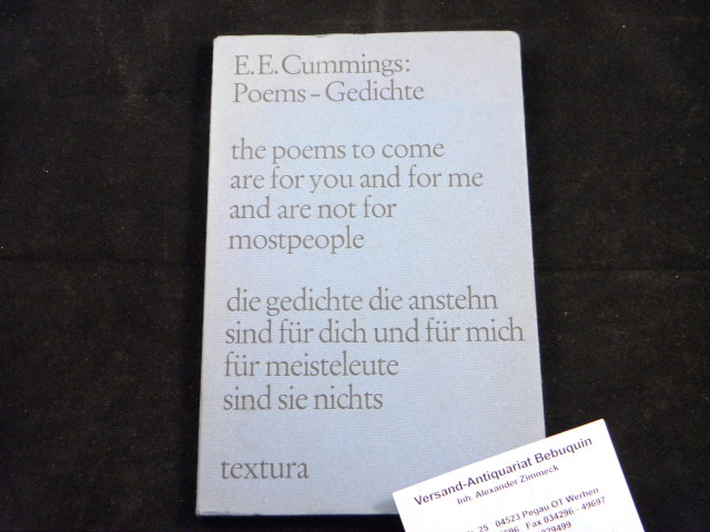 CUMMINGS, E.E.: - Poems - Gedichte. D.v. Eva Hesse.