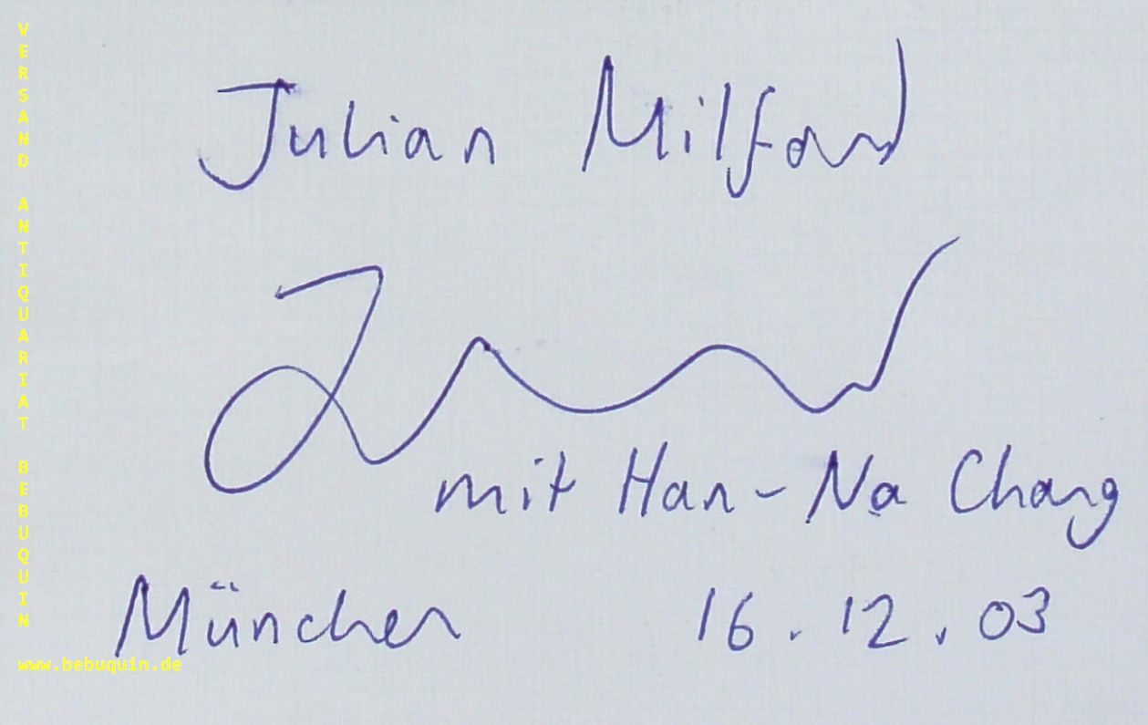 MILFORD, Julian (Pianist): - eigenhndig signierte und datierte Autogrammkarte.