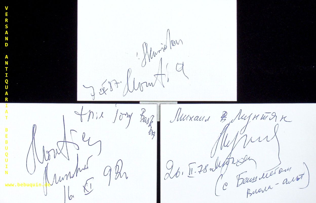 MUNTJAN, Mikhail (Pianist): - 3 eigenhndig signierte und datierte Autogrammkarten.