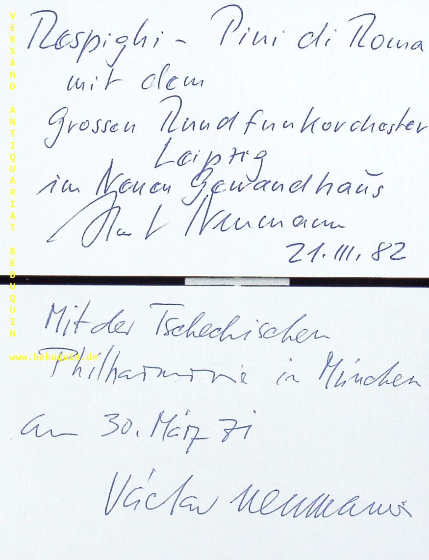 NEUMANN, Horst (Dirigent): - 2 eigenhndig datierte und signierte Autogrammkarte.