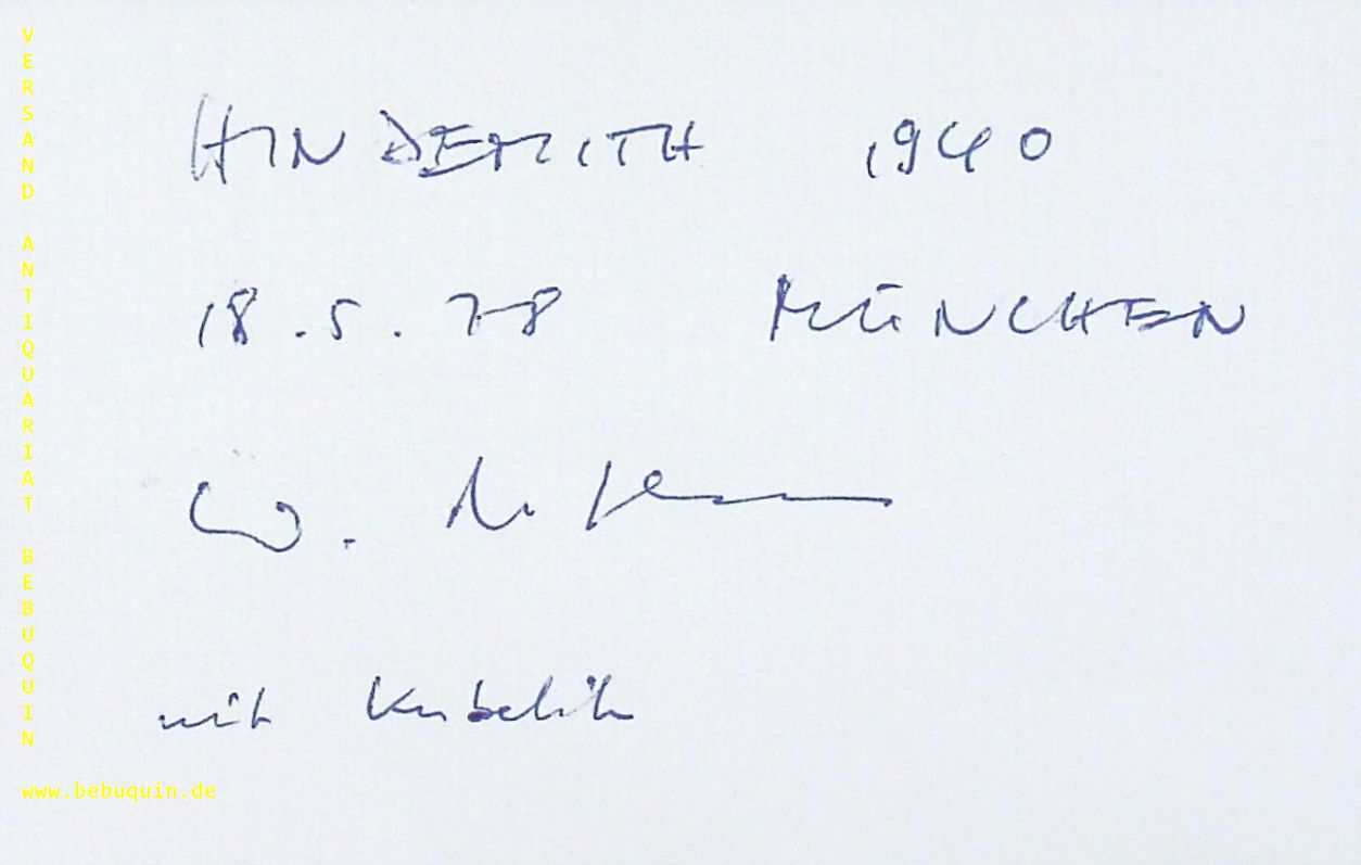 NOTHAS, Walter (Cellist): - eigenhndig signierte und datierte Autogrammkarte.