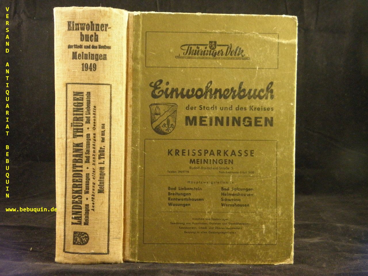 MEINIGEN.- - EINWOHNERBUCH DER STADT UND DES KREISES MEININGEN 1949.-  Mit den Stdten Wasungen, Bad Salzungen und 85 Gemeinden.