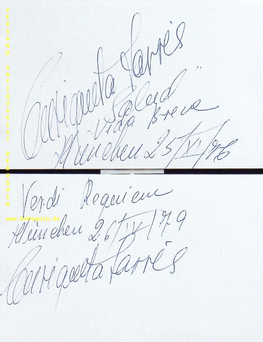 TARRES, Emriqueta /Sopran): - 2 eigenhndig signierte und datierte Autogrammkarten.