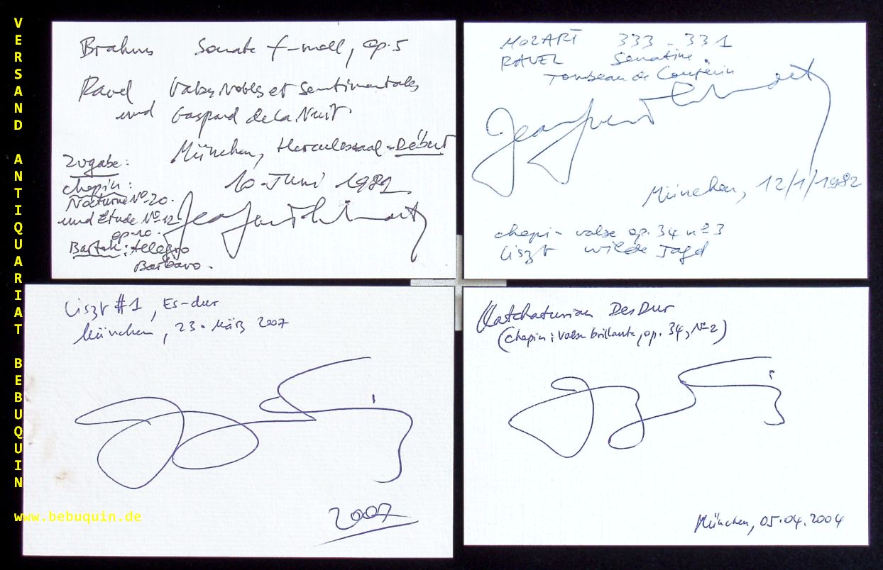 THIBAUDET, Jean-Yves (Pianist): - 4 eigenhndig signierte Autogrammkarten.