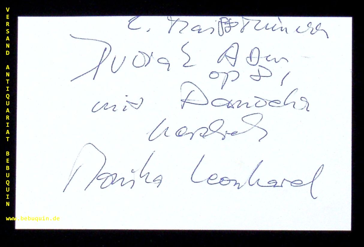 LEONHARD, Monika (Pianistin): - eigenhndig signierte  und datierte Autogrammkarte.