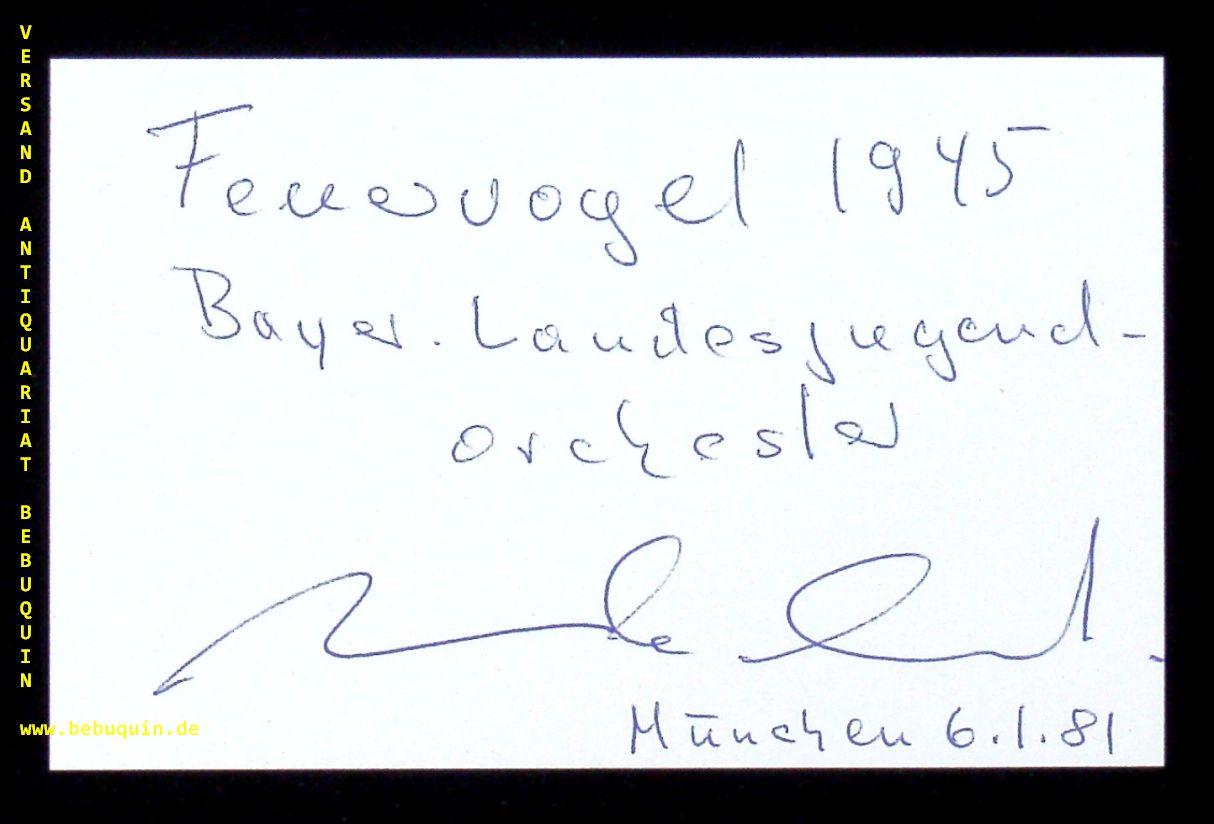 ALBERT, Werner Andreas (Dirigent): - eigenhndig  signierte und datierte Autogrammkarte: Feurvogel 1945.