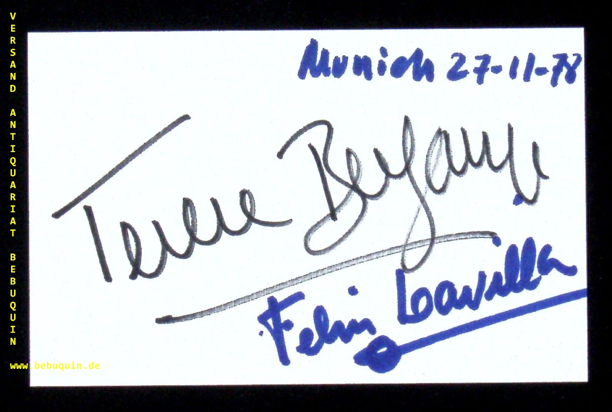 BERGANZA, Teresa (Mezzosopran) + LAVILLA, Felix (Pianist): - eigenhndig von beiden signierte und datierte Autogrammkarte.