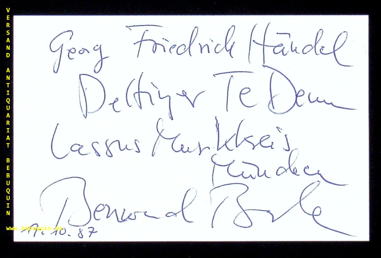 BEYERLE, Bernward (Dirigent): - eigenhndig signierte und datierte Autogrammkarte.