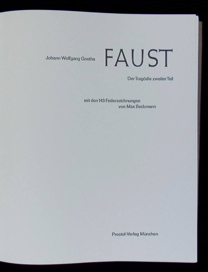 BECKMANN.-  GOETHE, Johann Wolfgang von: - Faust. Der Tragdie zweiter Teil.