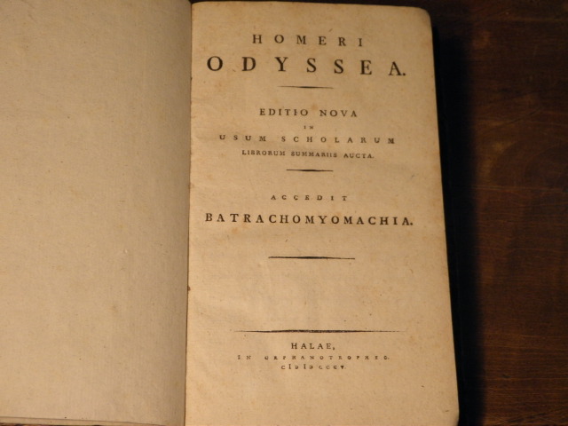 ANTIKE.-  HOMER: - Odyssea. In griechischer Sprache. Editio nova in usum scholarum. Librorum Summariis Aucta. Accedit Batrachomyomachia.